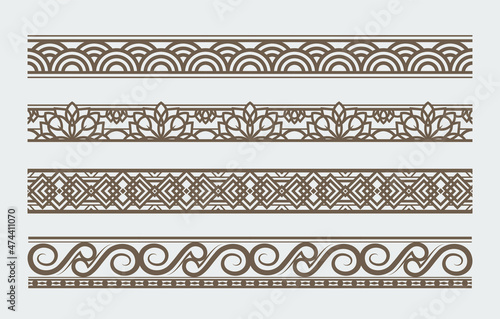 set of ornamental border vector illustration