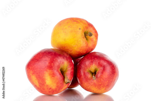 Several ripe red apples, close-up, isolated on white.