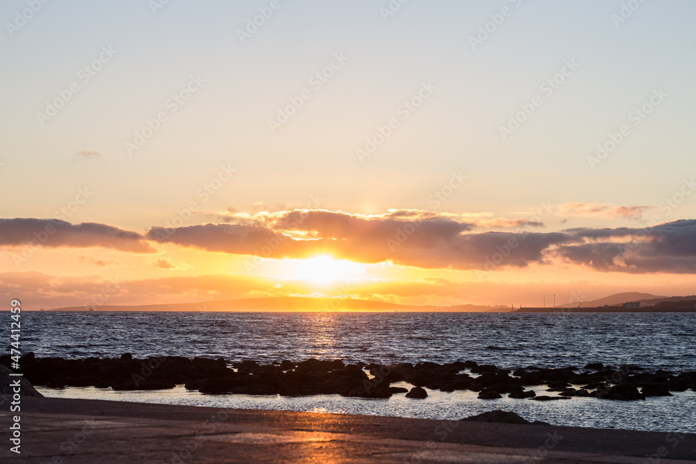 Sunset and sea in Molinar, Majorca.