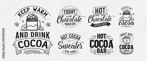  Set of hot cocoa lettering, chocolate quote for print, poster, t-shirt and much more