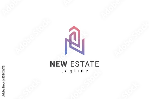 Letter N creative line art simple real estate logo