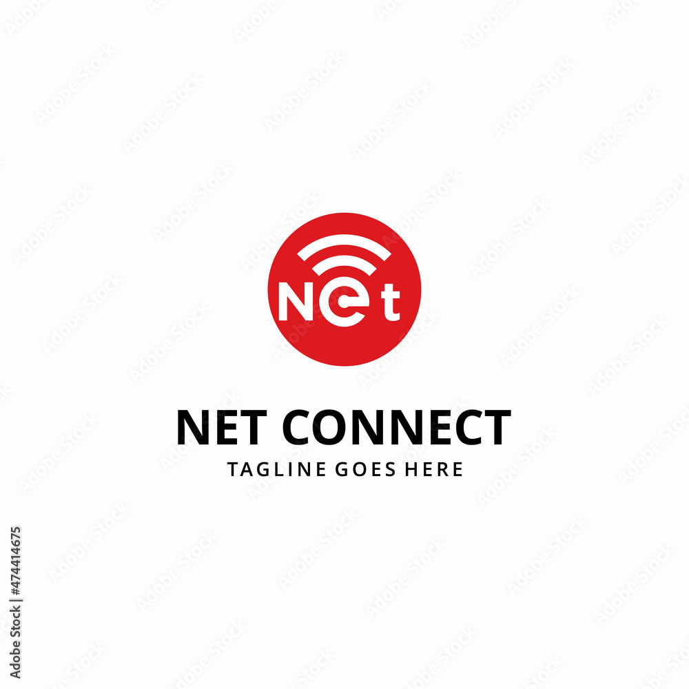 Illustration of letter E connected with wifi signal logo