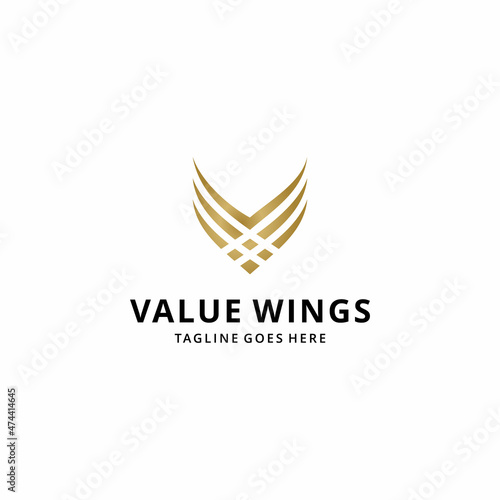 Creative modern abstract illustration initials V wings sign geometric logo design template