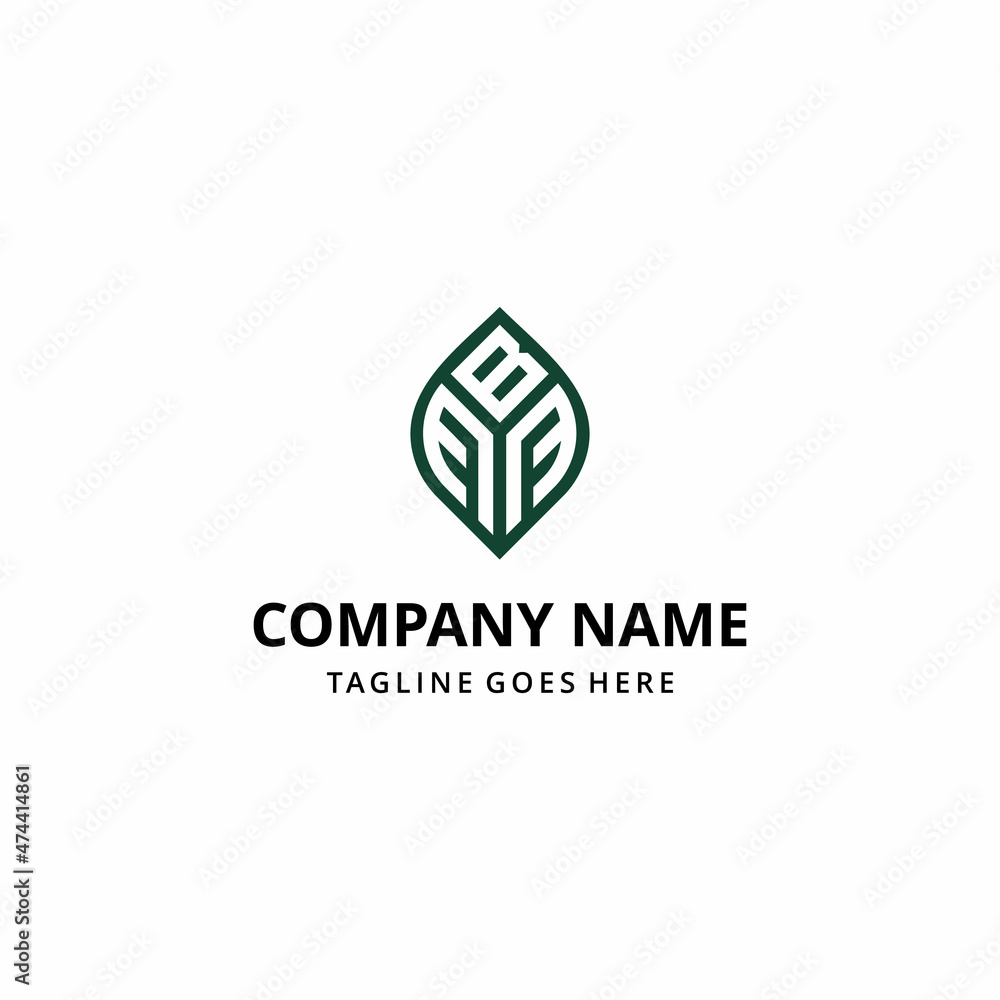 Creative modern abstract illustration initials B F F with leaf graphic design sign geometric logo design template Creative modern abstract illustration initials B F F with leaf graphic design sign geometric logo design template