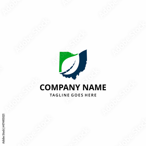Green road logo design vector illustration, nature logo template
