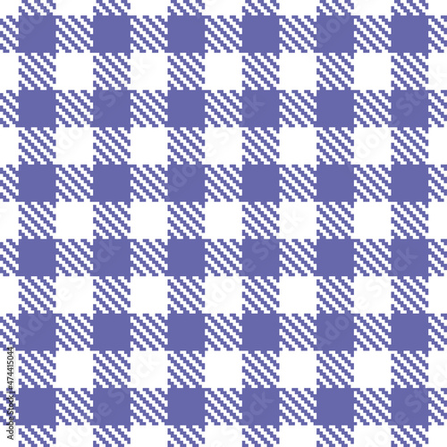 Color of year 2022 very peri seamless plaid pattern, vector illustration. Seamless tartan pattern with volet lines on white. Checkered geometric background