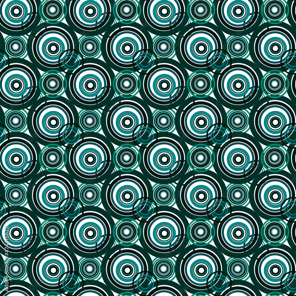 Green seamless pattern with circles