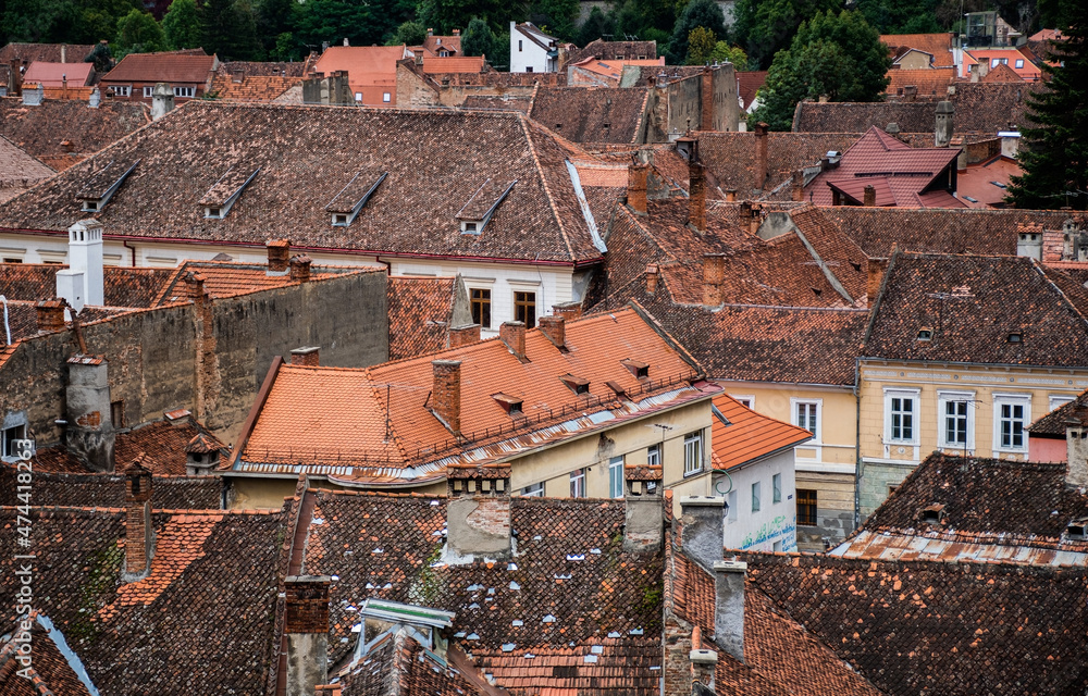 Aerial view over the Brasov town. Romania. Aerial view over the Brasov town. Romania.