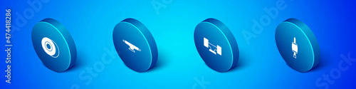 Set Isometric Skateboard wheel, , Screwdriver and icon. Vector