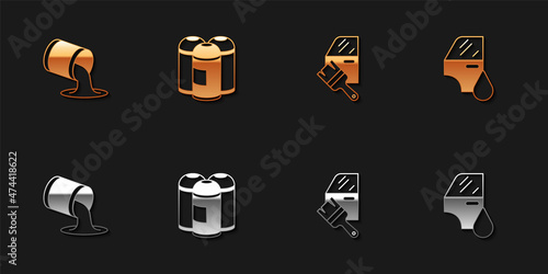 Set Paint bucket, spray can, Car painting and icon. Vector