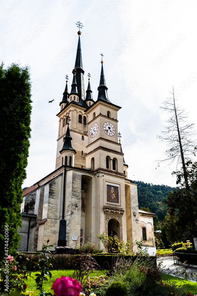 First Romanian School and the St Nicholas church. Brasov, Romania.