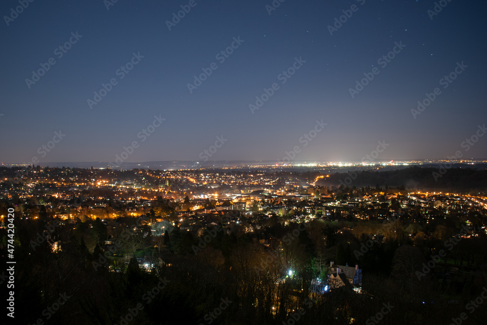 reigates viewpoint in the night 
