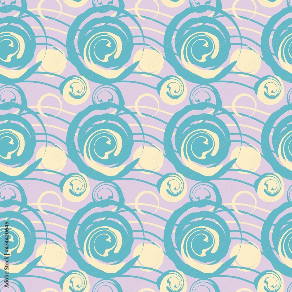 Fototapeta premium Vector abstract pattern with circles with turns and lines.