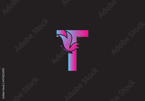this is a creative letter T add butterfly icon design