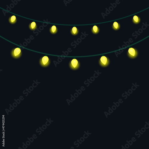 Yellow Christmas lights. Vector illustration.