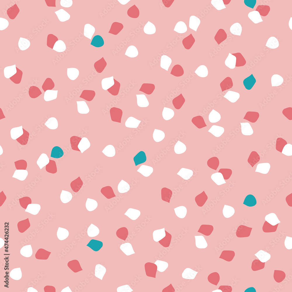 White Pink Petrol and Flower Petal Polka Dots