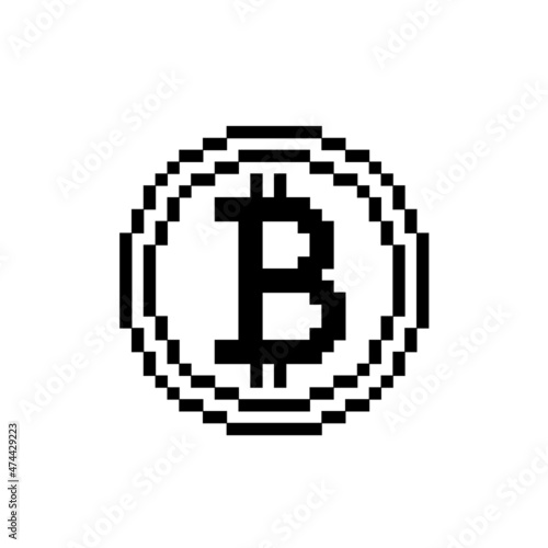 Bitcoin crypto currency pixel vector