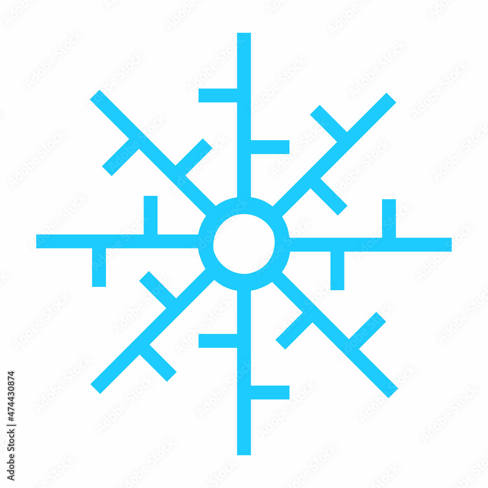 one blue snowflake on a white background. one blue snowflake on a white background.