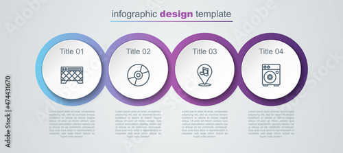 Wallpaper Mural Set line Guitar amplifier, Vinyl disk, Location musical note and . Business infographic template. Vector Torontodigital.ca