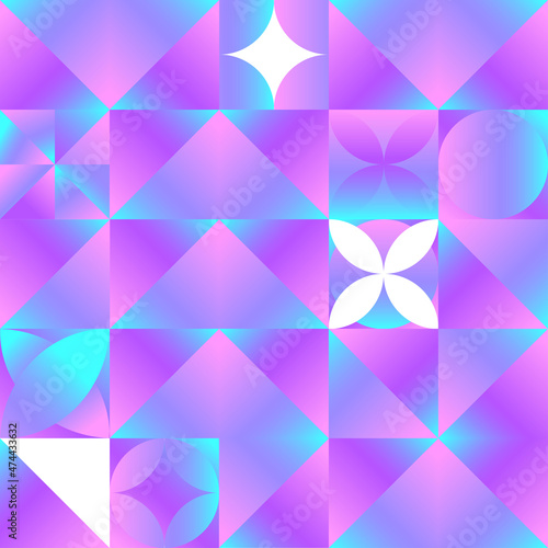 Abstract geometric holographic background. Very peri color of the year 2022. Colorful pastel tiles. Mosaic vector pattern