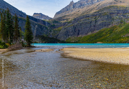 Grinnell Lake and The Garden Wall, Glacier National Park, Montana, USA photo