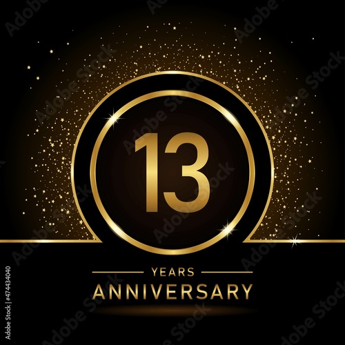 13th anniversary logo. Golden anniversary celebration logo design for booklet, leaflet, magazine, brochure poster, web, invitation or greeting card. rings vector illustrations.