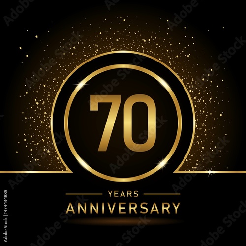 70th anniversary logo. Golden anniversary celebration logo design for booklet, leaflet, magazine, brochure poster, web, invitation or greeting card. rings vector illustrations.