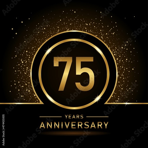 75th anniversary logo. Golden anniversary celebration logo design for booklet, leaflet, magazine, brochure poster, web, invitation or greeting card. rings vector illustrations.
