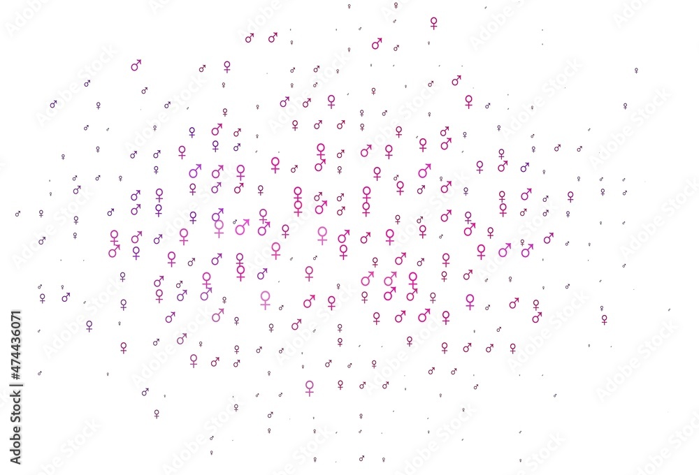 Light pink, blue vector pattern with gender elements.