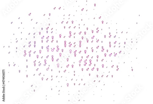 Light pink  blue vector pattern with gender elements.
