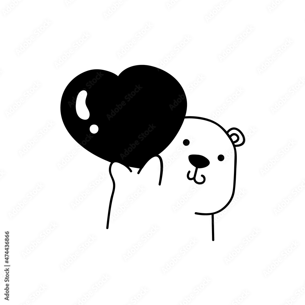 Fototapeta premium Silhouette bear holding love design isolated