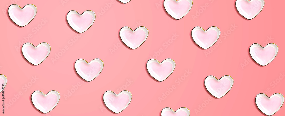 Appreciation theme with heart dishes - flat lay Appreciation theme with heart dishes - flat lay