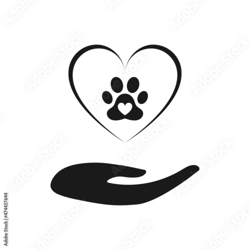 Animal paw icon. Love and care for animals. Vector illustration.