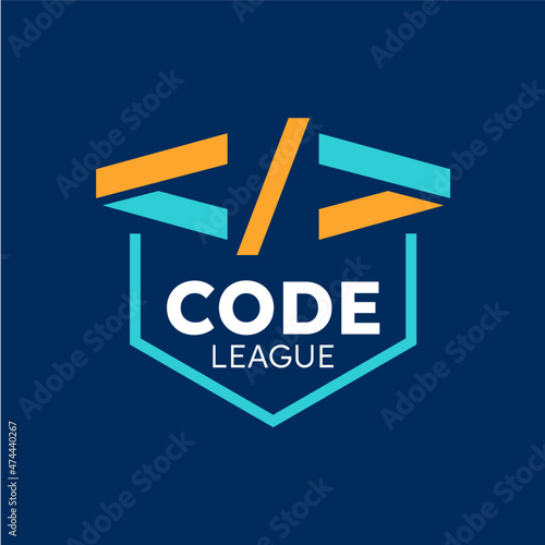 creative code league lettering logo vector