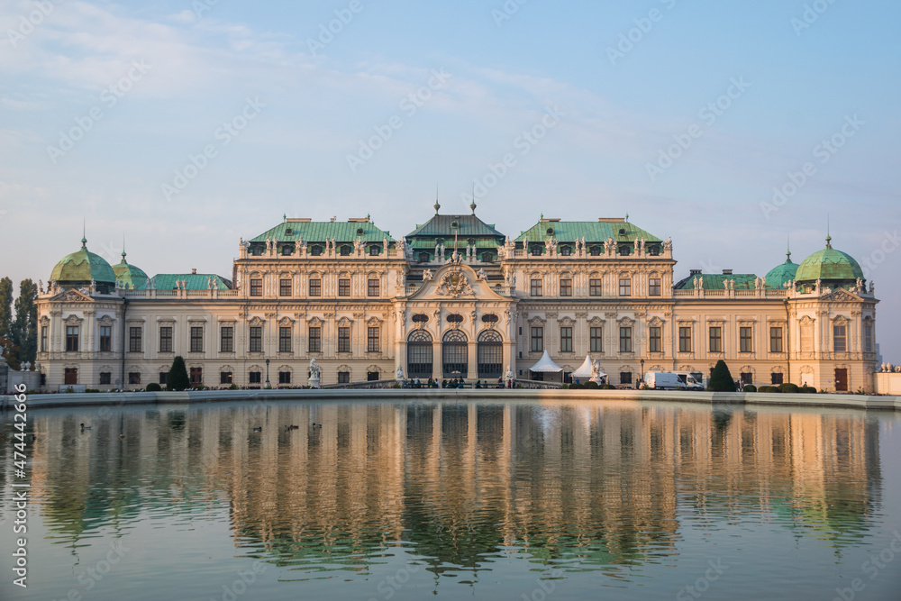 Vienna, Austria, October 2018 -  view of Belvedere Palace during the sunset
