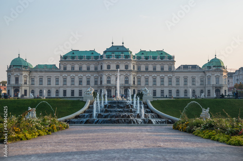 Vienna, Austria, October 2018 - view of Belvedere Palace during the sunset