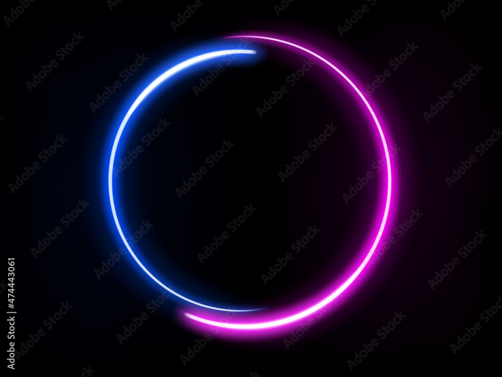 Glowing Round Frame Neon Light. Vector Illustration Glowing Round Frame Neon Light. Vector Illustration