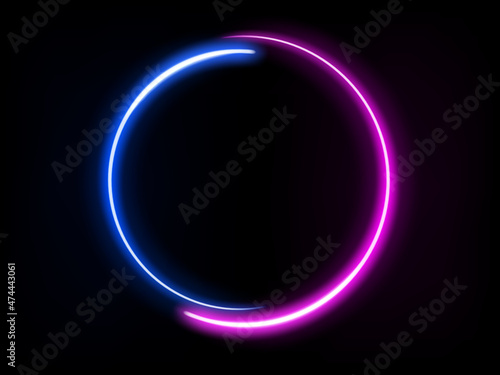 Glowing Round Frame Neon Light. Vector Illustration