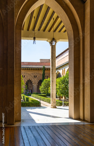  large historic aljafer  a palace in saragossa spain on a warm sunny day inside