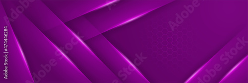 Shiny Wave Purple Abstract Geometric Wide Banner Design Background