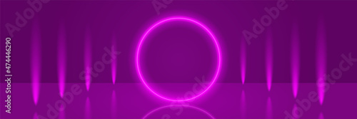 Circle Low Light Technology Purple Abstract Geometric Wide Banner Design Background