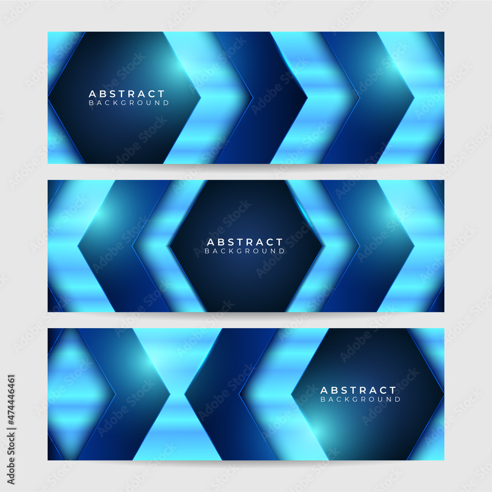 Fototapeta premium Flash Bright Line Blue Abstract Geometric Wide Banner Design Background