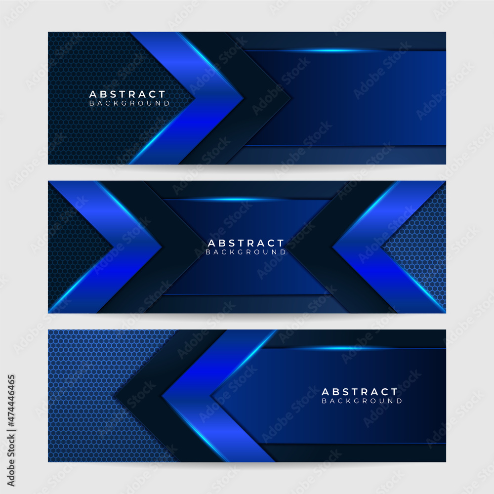 Arrow Tech Blue Abstract Geometric Wide Banner Design Background
