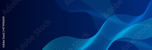 Wave Blend Blue Abstract Geometric Wide Banner Design Background