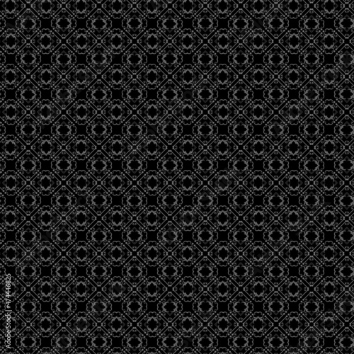 Dark background pattern with decorative ornaments on a black background. Fabric texture swatch, seamless wallpaper. Vector illustration