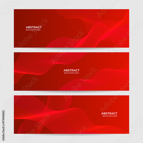 Wave Blend Red Abstract Geometric Wide Banner Design Background
