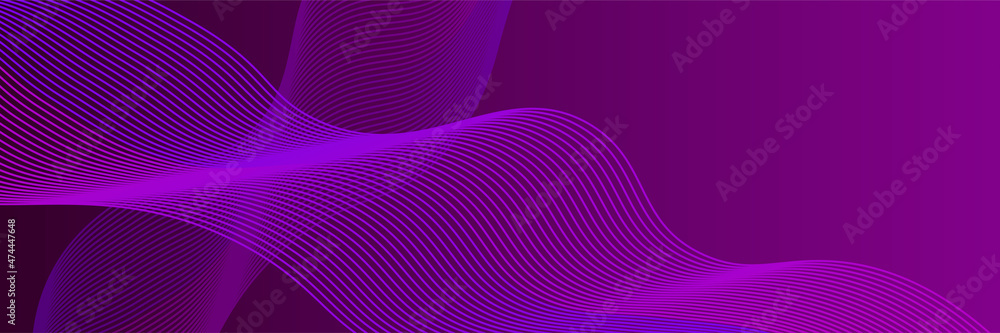 Wave Blend Purple Abstract Geometric Wide Banner Design Background