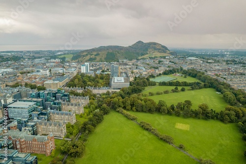 Meadows in the Scottish capital of Edinburgh ideal to exercise on lunch break. Running along the Meadows in Edinburgh is fun and healthy way to explore the beautiful scenery of the Scottish capital photo