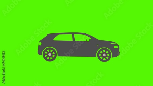 Black moving car icon isolated on white background. 
