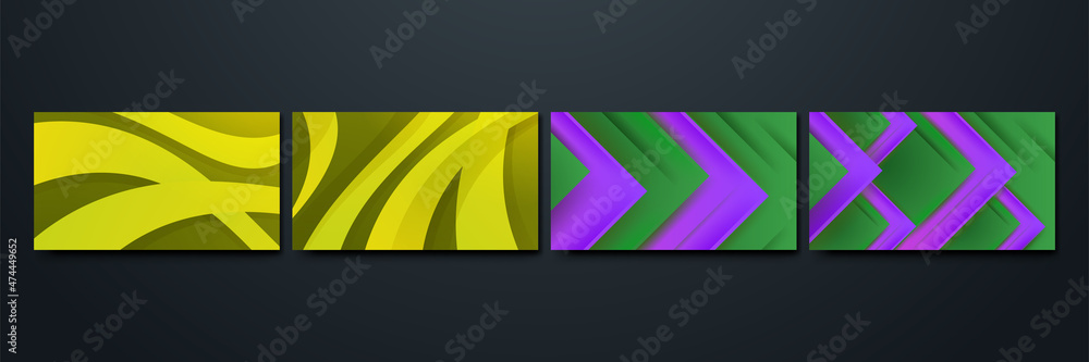 Layer Shape yellow purple and green Colorful Abstract Geometric Design Background